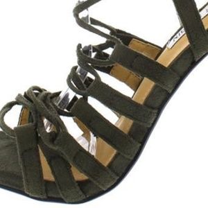 Cape Robbin Shoes - Colima Army Olive Strappy Lace Up Open Toe Heel Cape Robbin Shoes - Colima Army Olive Strappy Lace Up Open Toe Heel